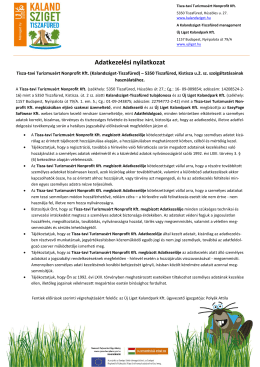 Adatkezelési nyilatkozat - Kalandsziget Tiszafüred
