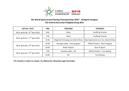 Program tovább - ISU Szinkronkorcsolya Világbajnokság