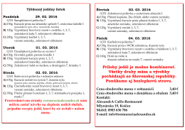 Týždenný jedálny lístok v PDF - AlexandrA Caffe