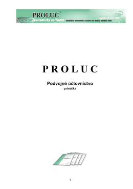 Príručka PROLUC INFOPRO sro - Ekonomický systém WIN PROLUC