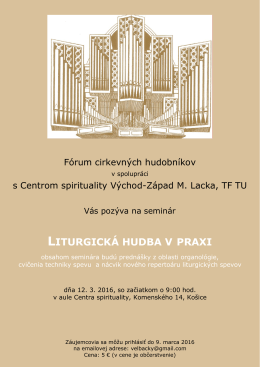 liturgická hudba v praxi - Centrom spirituality Východ