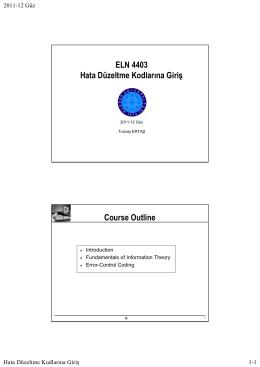 ELN 4403 Hata Düzeltme Kodlarına Giriş Course Outline