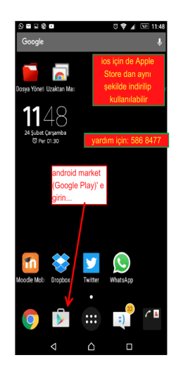 android market (Google Play)` e girin... ios için de Apple