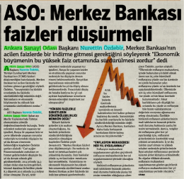 Ankara Sanayi Odası Başkam Nurettin Özdebir, Merkez Bankası`nın