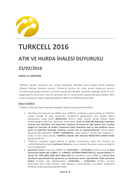 TURKCELL 2016 ATIK VE HURDA IHALESI DUYURUSU
