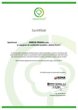 Certifikát Zelená Firma