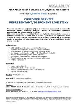 customer service representant/disponent logistiky