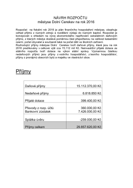 Návrh rozpočtu 2016 - Městys Dolní Cerekev