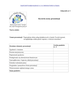 Kryteria oceny prezentacji - Zespół Szkół Ponadgimnazjalnych nr 1