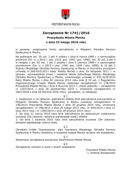 Nr 1741/16 z dnia 23 lutego 2016r. - Urząd Miasta Płocka