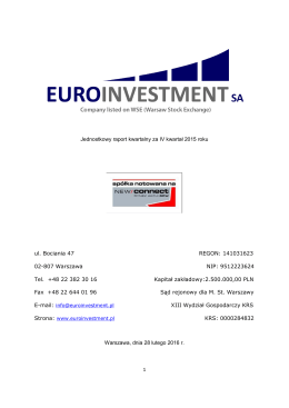 EUROINVESTMENT SA raport okresowy za IV