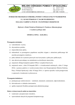 Ogłoszenie o naborze na wolne stanowisko urzędnicze – plik PDF.