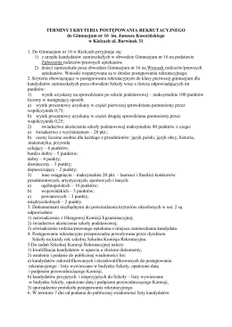 Zasady rekrutacji do Gimnazjum nr 16 w Kielcach