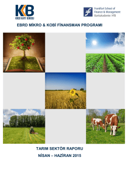 Tarım Sektör Raporu Nisan - Haziran 2015