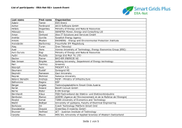 List of participants - ERA-Net Smart Grids Plus initiative