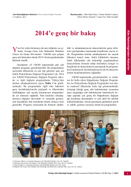 PDF - 2014`e genç bir bakış - Türkiye Aile Hekimliği Dergisi