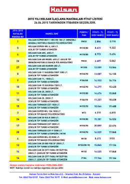 2015 yılı holsan ilaçlama makinaları fiyat listesi 26.06.2015