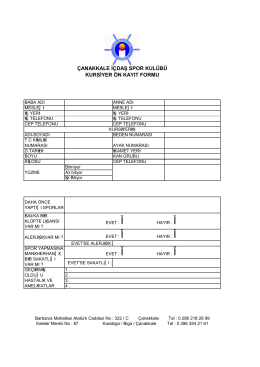 çanakkale içdaş spor kulübü kursiyer ön kayıt formu
