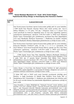 Sayfa 1 / 3 Karesi Belediye Meclisinin 07 / Ocak / 2015 Tarihli