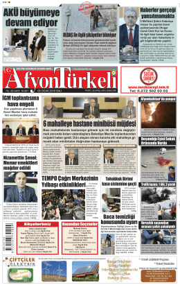 05 OCAK 2016 SALI - Afyon Türkeli Gazetesi haber afyonkarahisar