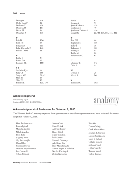 Acknowledgment of Reviewers for Volume 9, 2015 Acknowledgment
