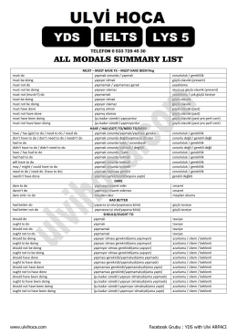 All Modals Özet Liste