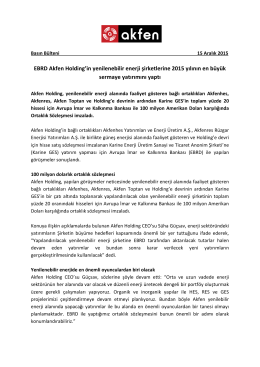 Akfen Holding EBRD Ortaklık Sözleşmesi Basın Bülteni Aralık 2015