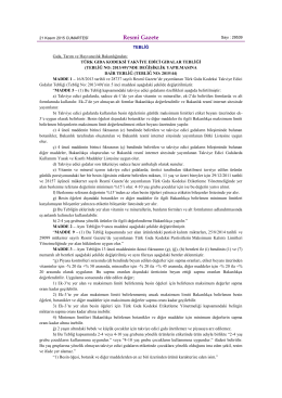 Türk Gıda Kodeksi Takviye Edici Gıdalar Tebliği (Tebliğ No: 2013/49)