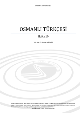 osmanlı türkçesi - Sakarya Üniversitesi