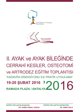 II. AYAK ve AYAK BİLEĞİNDE - Türk Ortopedi ve Travmatoloji Birliği