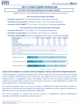 AEFES 31.12.2014 Finansal Sonuçlar Bilgilendirme