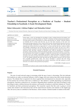 Teacher`s Professional Perception as a Predictor of Teacher