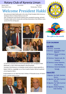 Welcome President Hakki - Rotary Clubs of Cyprus