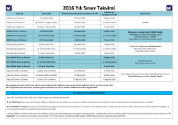 2016 Yılı Sınav Takvimi hk.