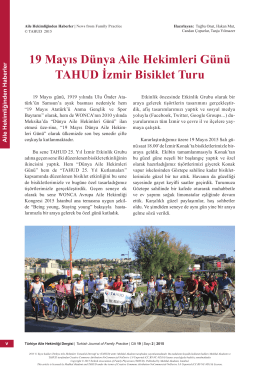 PDF - 19 Mayıs Dünya Aile Hekimleri Günü TAHUD İzmir Bisiklet Turu