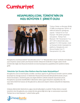 hesapkurdu.com, türkiye`nin en hızlı büyüyen 7. şirketi oldu