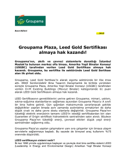 Groupama Plaza, Leed Gold Sertifikası almaya hak kazandı!