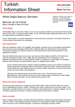 Turkish Information Sheet - Alfred Health Carer Services