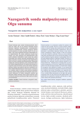 PDF - Nazogastrik sonda malpozisyonu: Olgu sunumu
