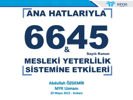 Abdullah ÖZDEMİR MYK Uzmanı 29 Mayıs 2015 - Ankara