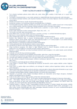 yurt talimatnamesi ve sözleşmesi - Uluslararası Antalya Üniversitesi