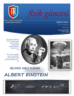 fizik güncesi BİLİMİN DELİ DÂHİSİ ALBERT EINSTEIN