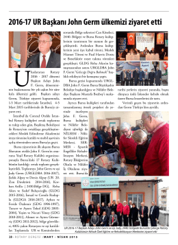 2016-17 UR Başkanı John Germ ülkemizi ziyaret etti