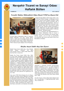 haftalık bülten sayı 82 - Nevşehir Ticaret Odası