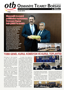 e-Bülten - Aralık/2015 - Osmaniye Ticaret Borsası