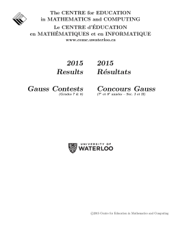 2015 Results Gauss Contests 2015 Résultats Concours