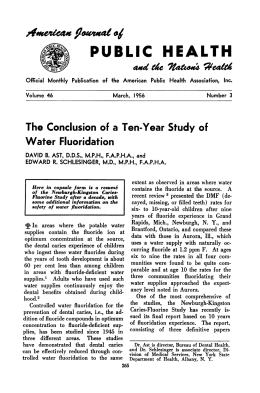 The Conclusion of a Ten-Year Study of Water Fluoridation