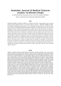 İçindekiler Dosyası - Anatolian Journal of Medical Sciences