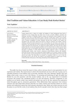 Oral Tradition and Values Education: A Case Study Dede Korkut