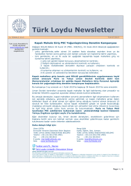 Turk Loydu Newsletter 2015-07